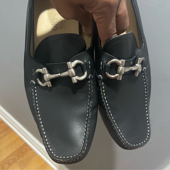 Salvatore Ferragamo Driving loafers shoes with Gancini detail Blk Sz 10.5 EE - Picture 5 of 9